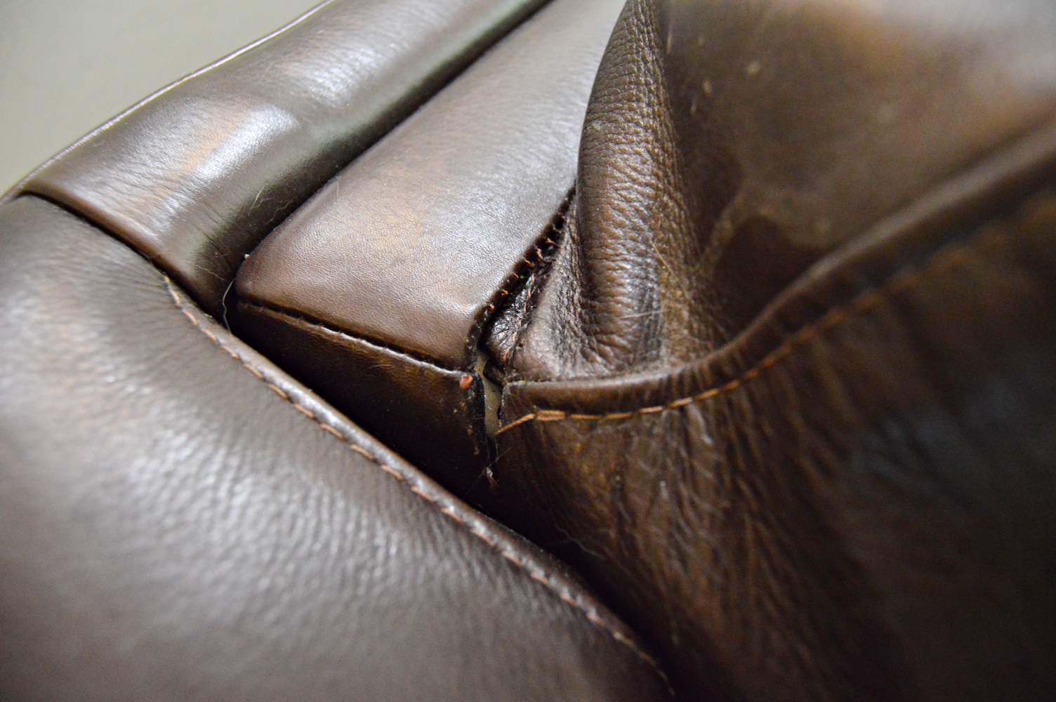 Three-Seat Espresso Brown Leather Sofa