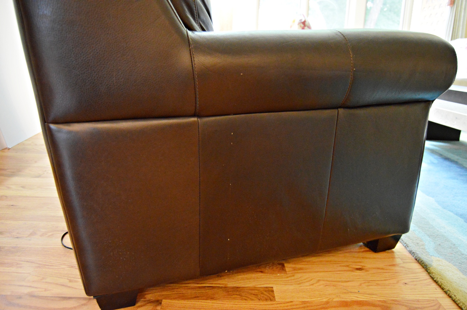 Three-Seat Espresso Brown Leather Sofa