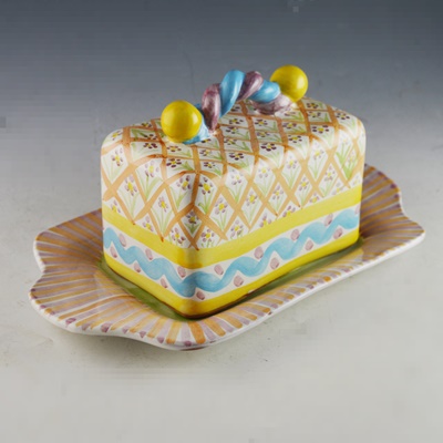 MacKenzie-Childs Pottery Covered Butter Dish