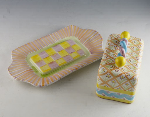 MacKenzie-Childs Pottery Covered Butter Dish