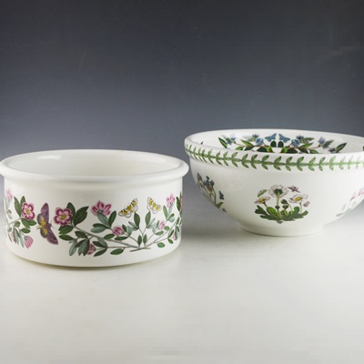 Portmeirion Botanical Garden Salad Server Bowl and Vegetable/Souffle Bowl