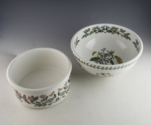 Portmeirion Botanical Garden Salad Server Bowl and Vegetable/Souffle Bowl
