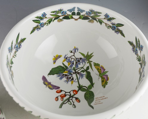 Portmeirion Botanical Garden Salad Server Bowl and Vegetable/Souffle Bowl
