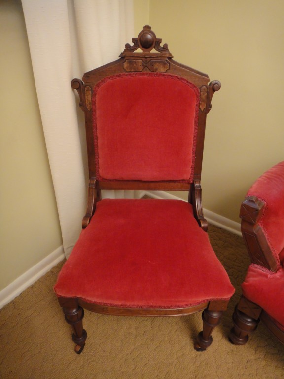 Victorian Eastlake Settee with Floral Upholstery