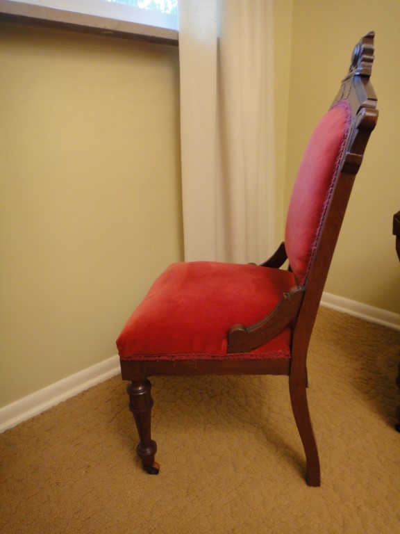 Victorian Eastlake Settee with Floral Upholstery