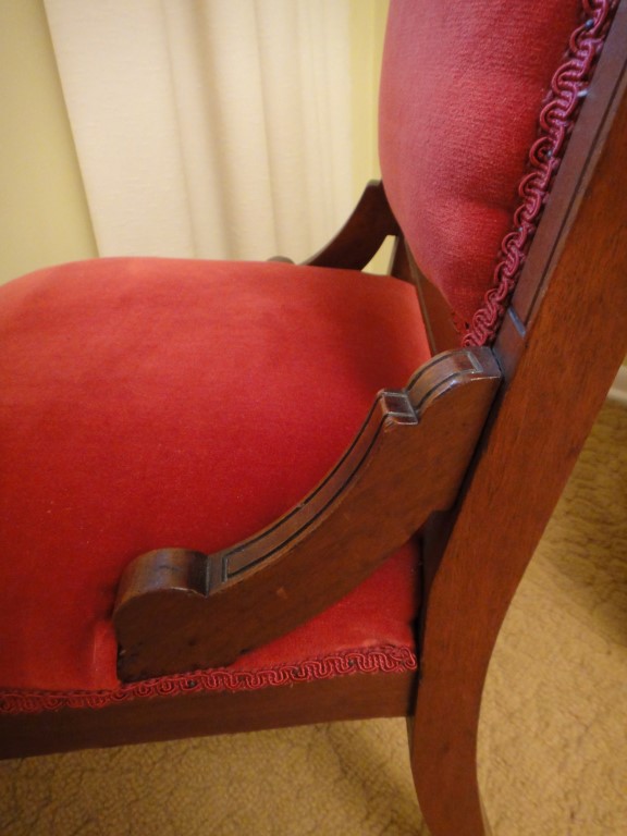 Victorian Eastlake Settee with Floral Upholstery