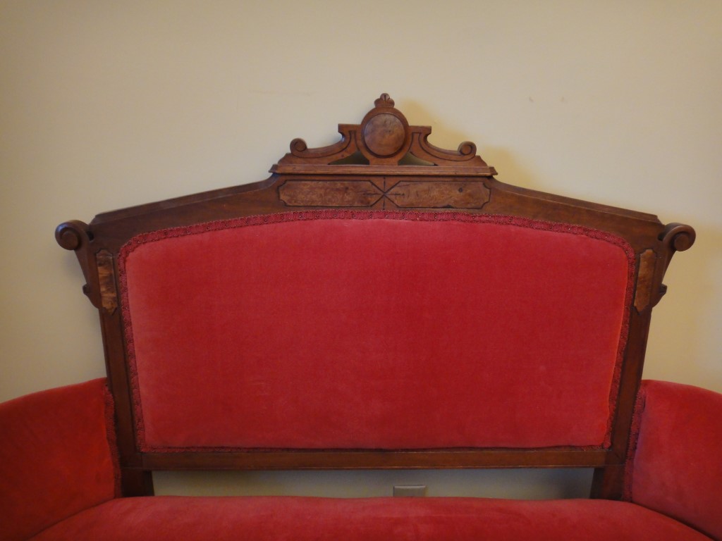 Victorian Eastlake Settee with Floral Upholstery