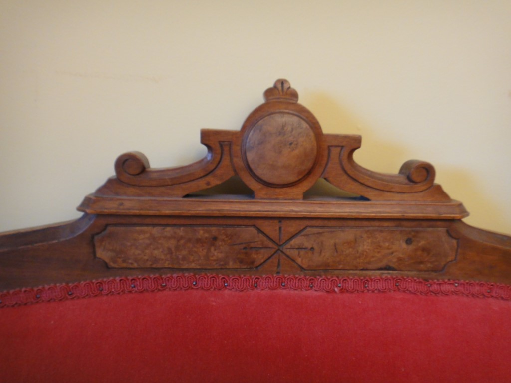 Victorian Eastlake Settee with Floral Upholstery