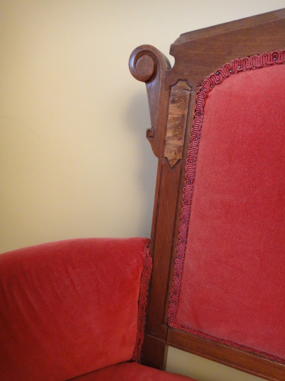 Victorian Eastlake Settee with Floral Upholstery