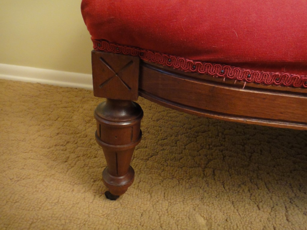 Victorian Eastlake Settee with Floral Upholstery