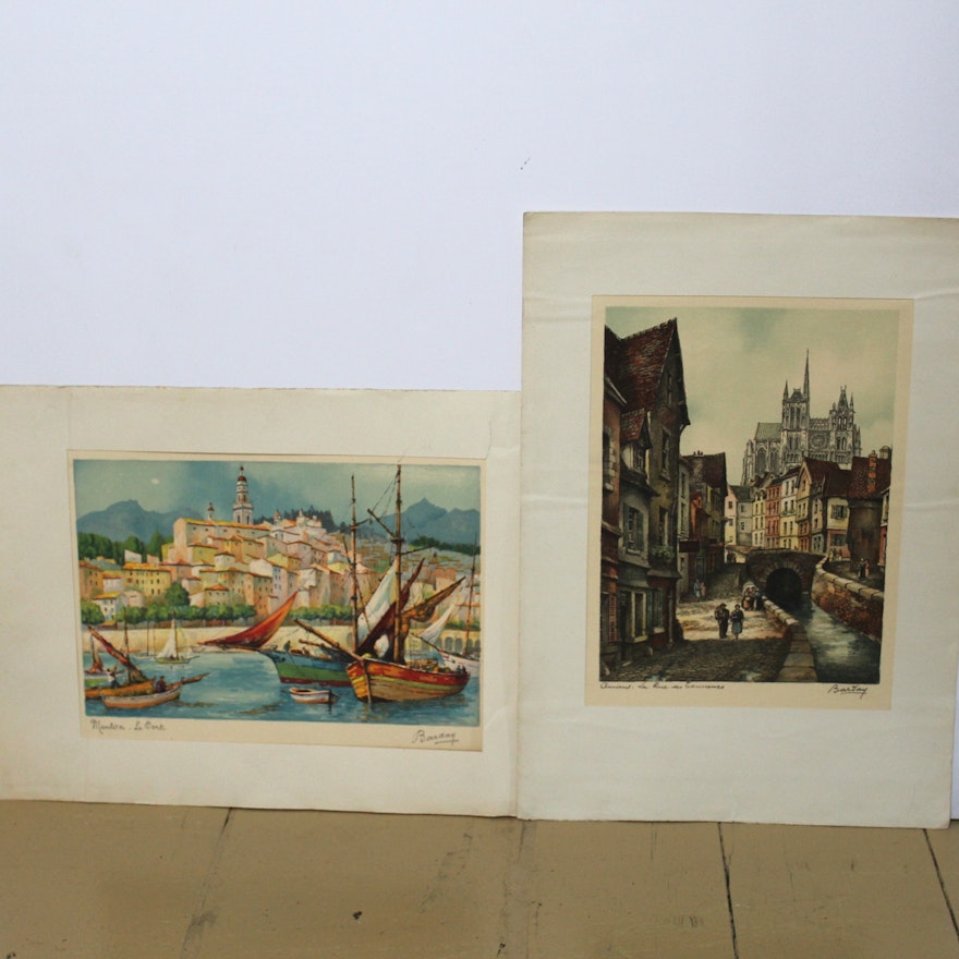 Original Barday Etchings of French Towns
