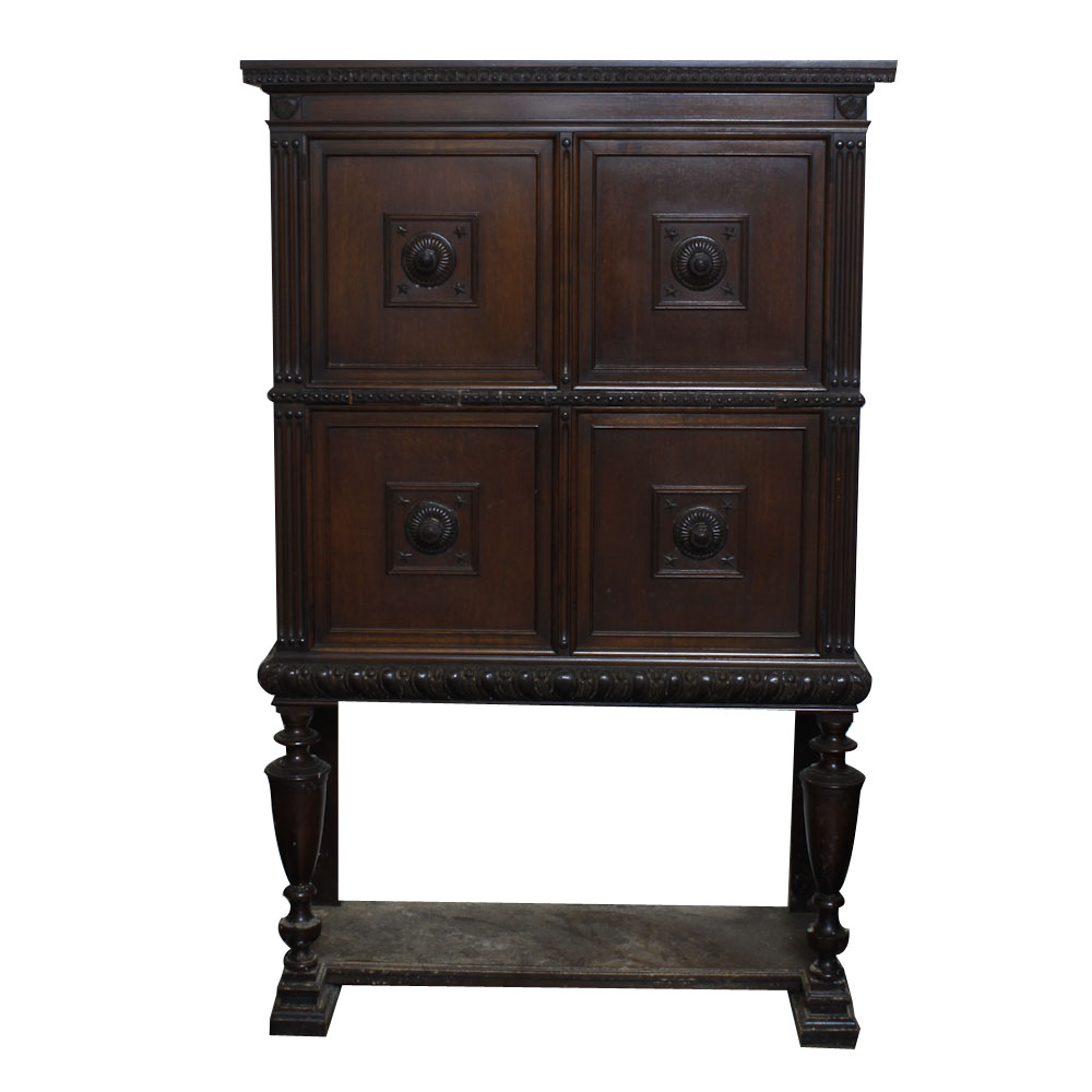 Antique Gothic Revival Cabinet on Stand