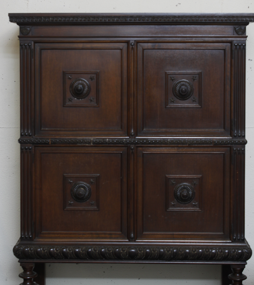 Antique Gothic Revival Cabinet on Stand