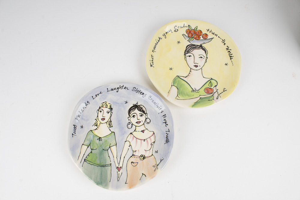 Collection of Dessert and Salad Plates Including Over and Back