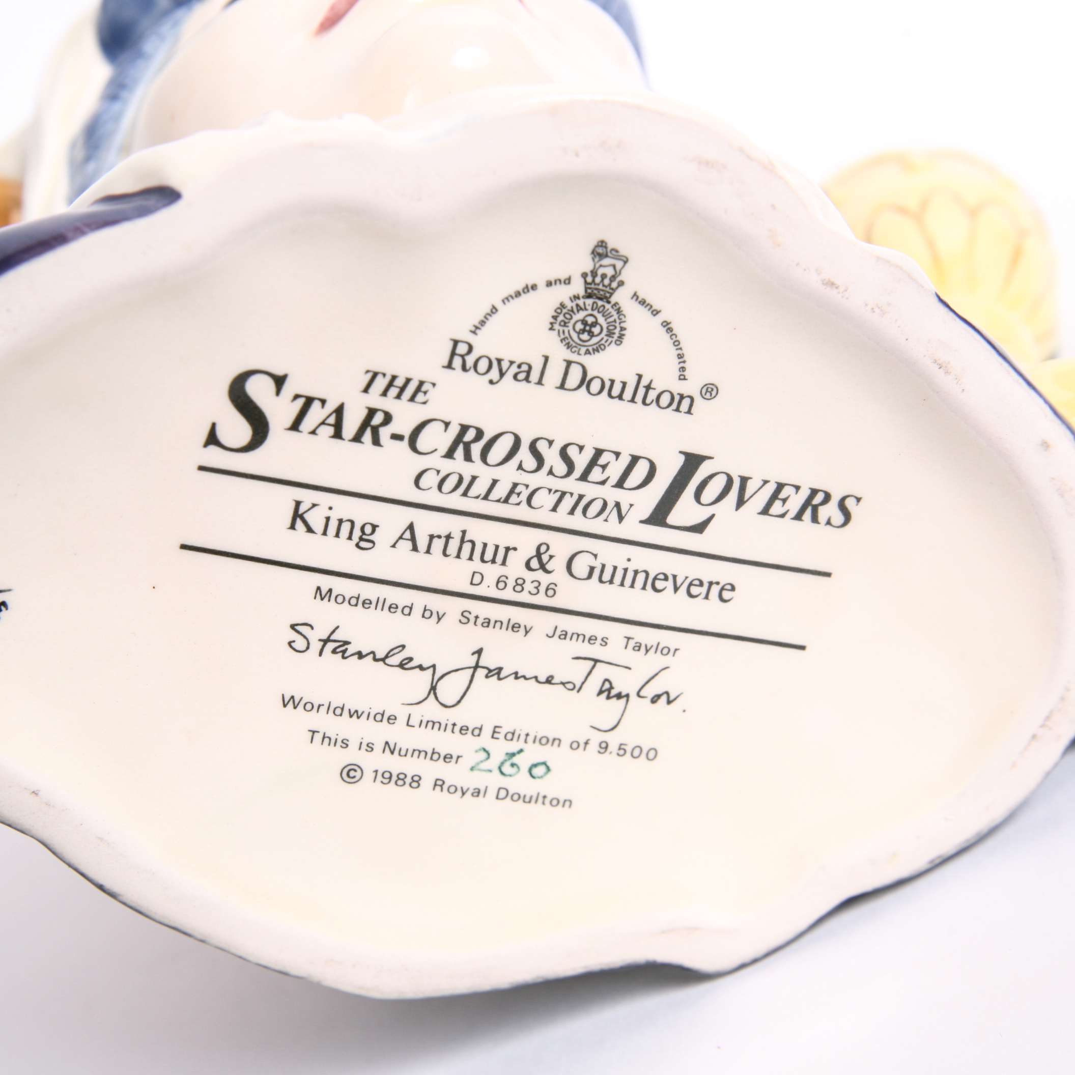 Limited Edition Royal Doulton Star-Crossed Lovers Collection "King Arthur & Guinevere" D.6836 Toby Jug