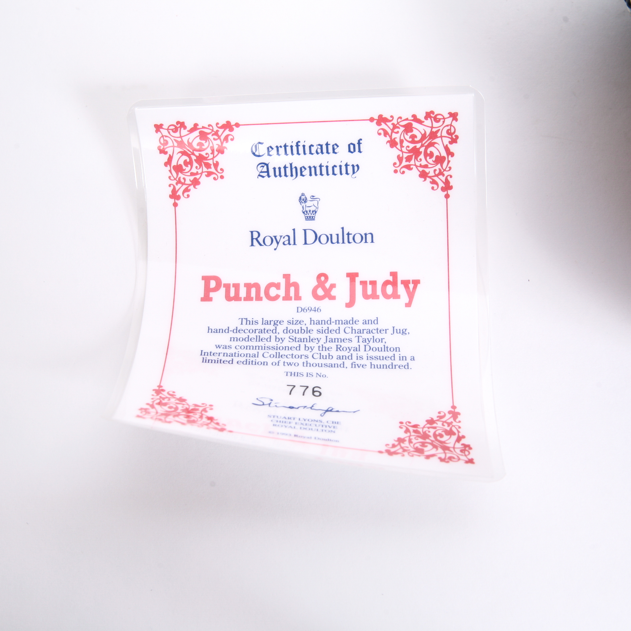 Limited Edition Royal Doulton "Punch and Judy" D.6946 Toby Jug, COA