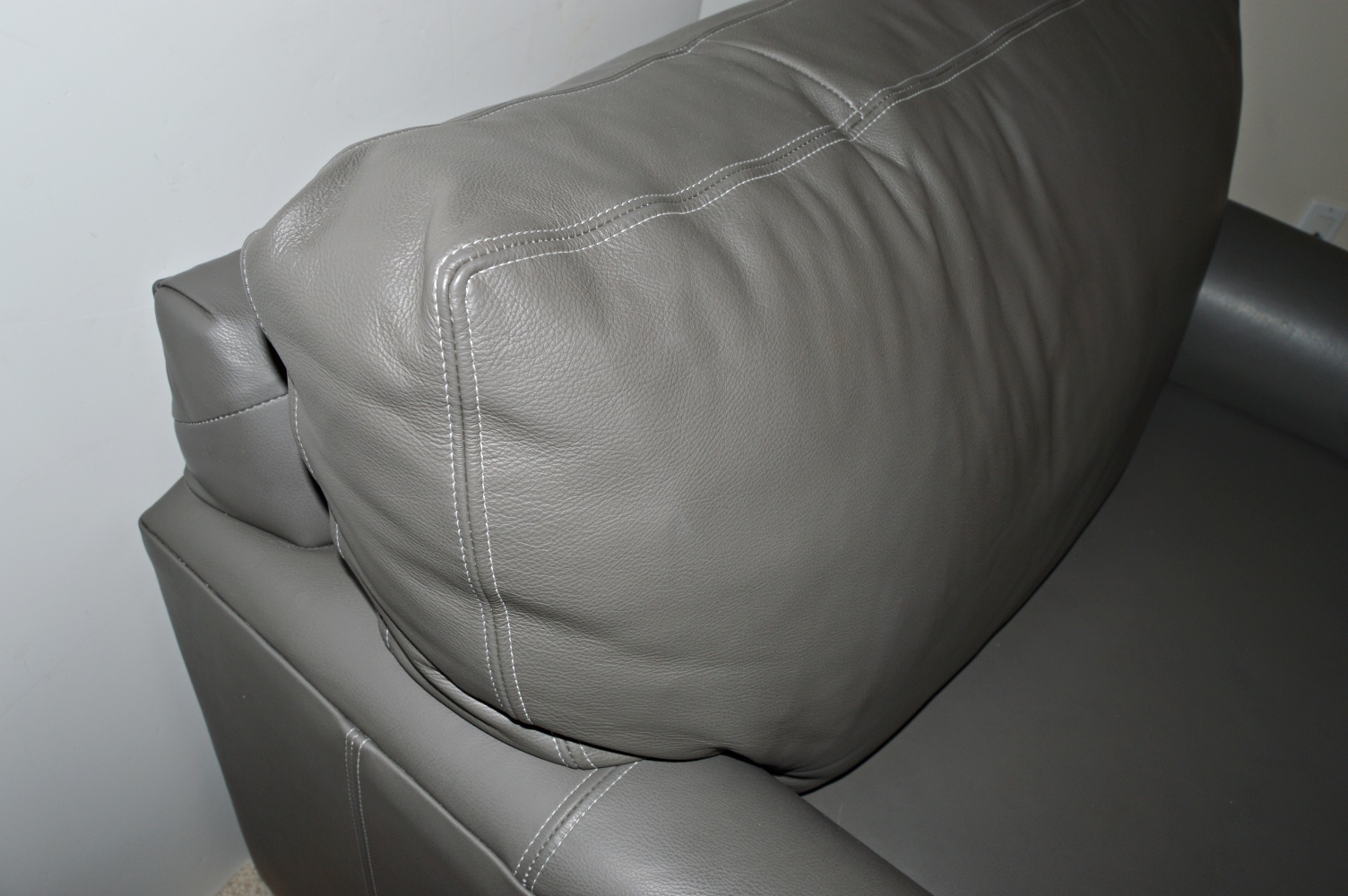 Modern Gray Leather Club Chair with Sleeper Bed