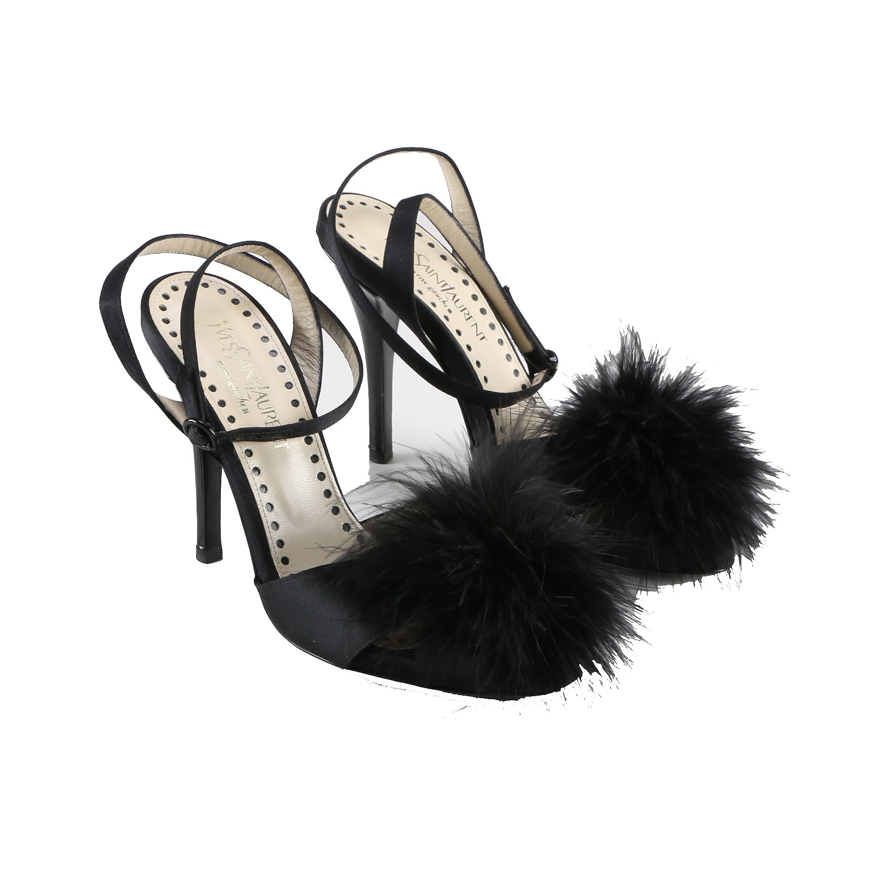 Yves Saint Laurent Slingback Pumps with Feathered Accents
