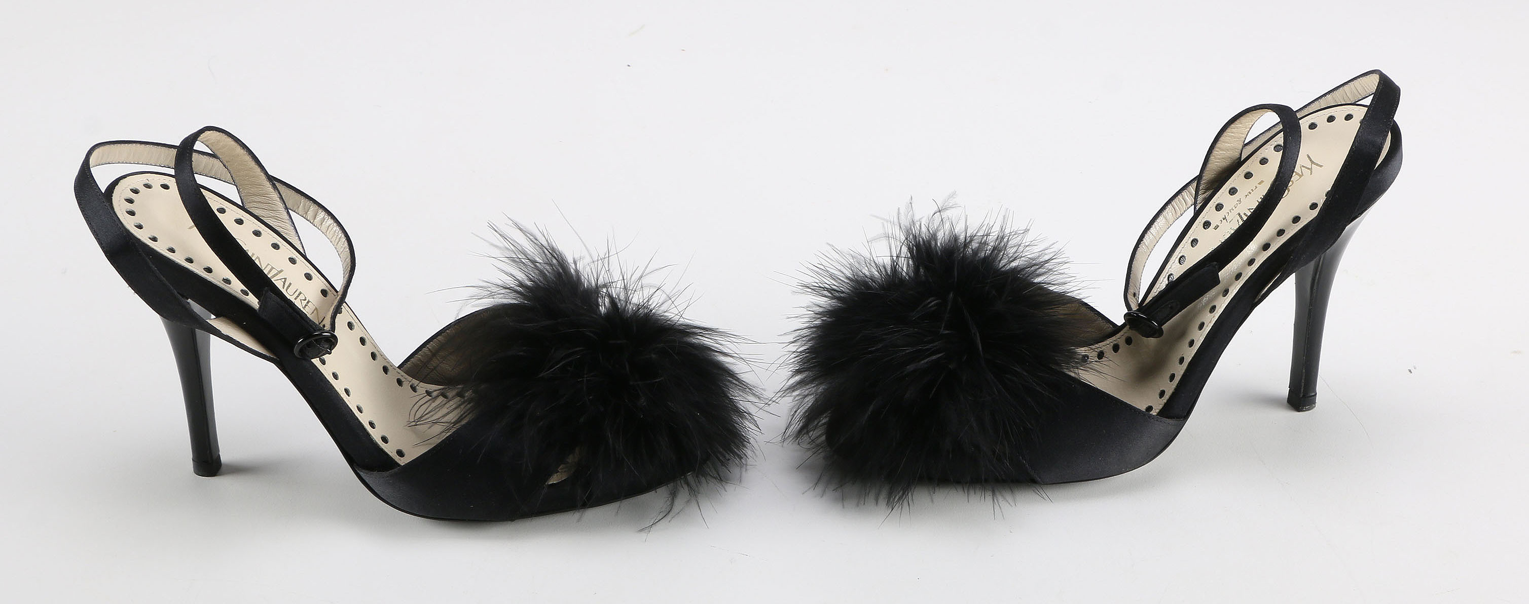 Yves Saint Laurent Slingback Pumps with Feathered Accents