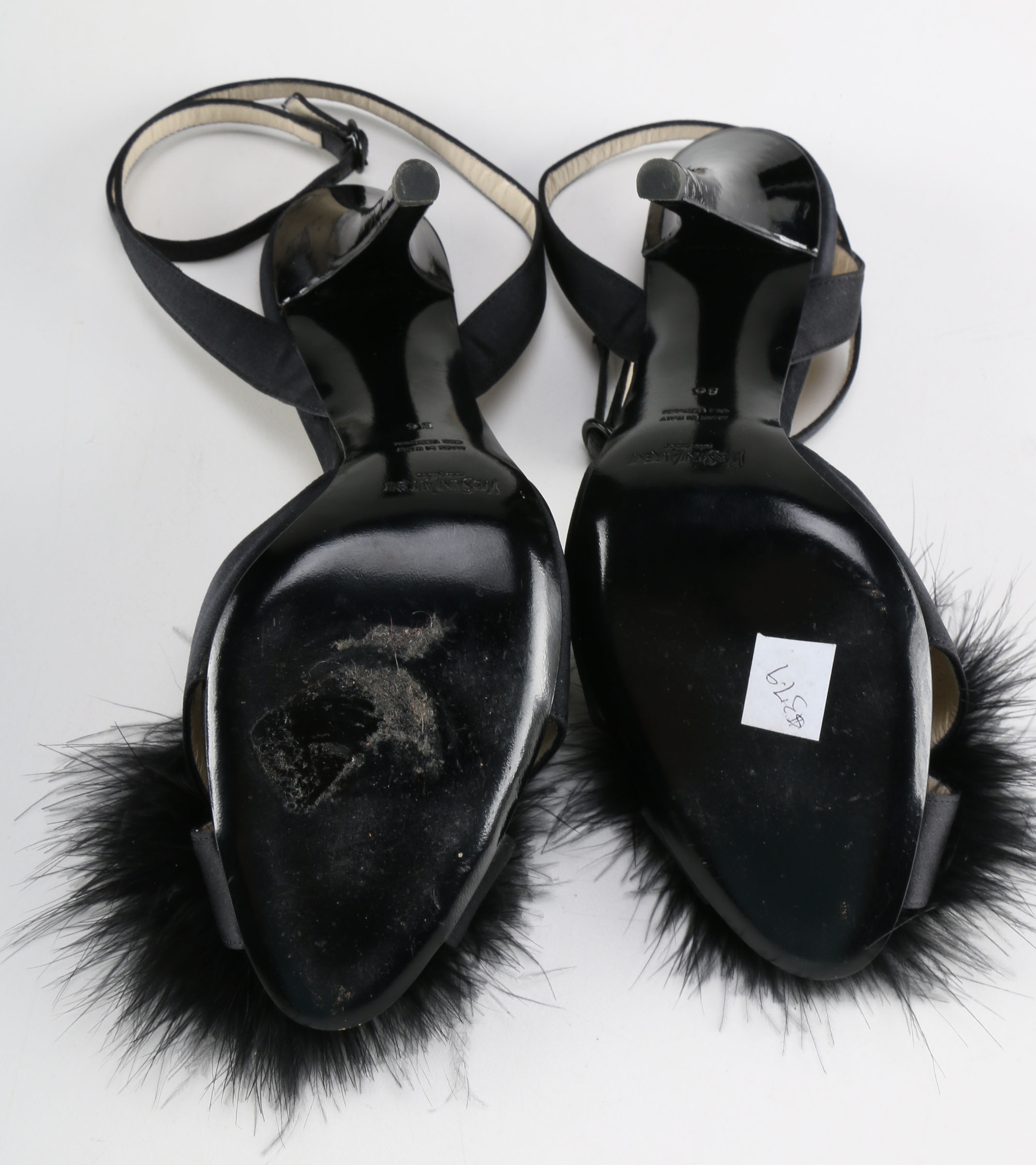 Yves Saint Laurent Slingback Pumps with Feathered Accents
