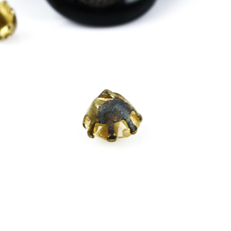 Vintage Engraved Jet Buttons and Synthetic Citrine Buttons