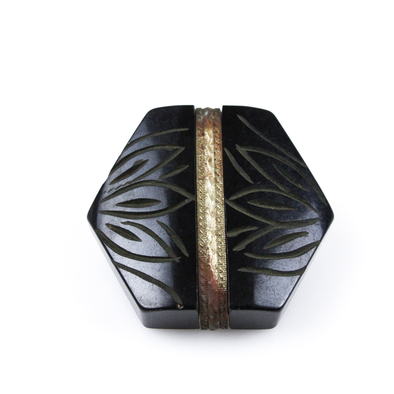 Vintage Engraved Jet Buttons and Synthetic Citrine Buttons