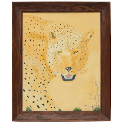 Original Cheetah Acrylic Painting Signed by NGM Original Cheetah Acrylic Painting Signed by NGM