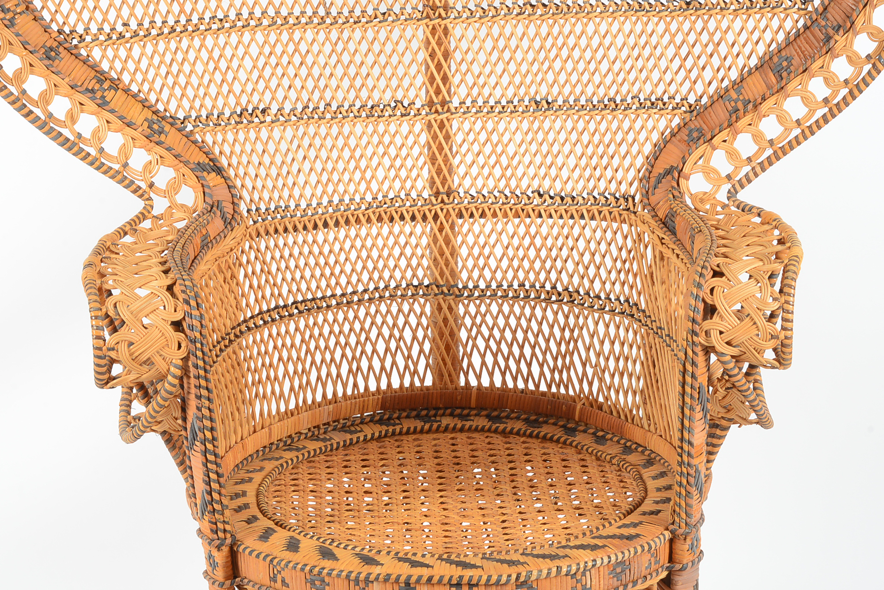 Vintage 1970s Wicker Peacock Chair