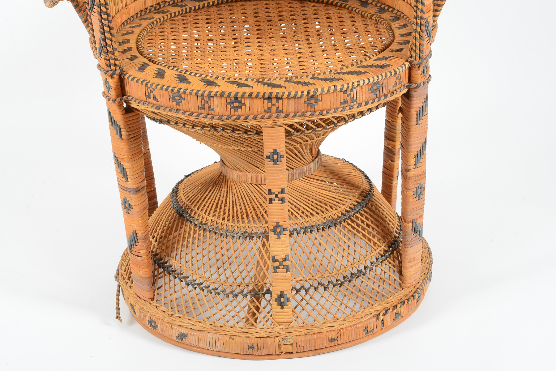 Vintage 1970s Wicker Peacock Chair