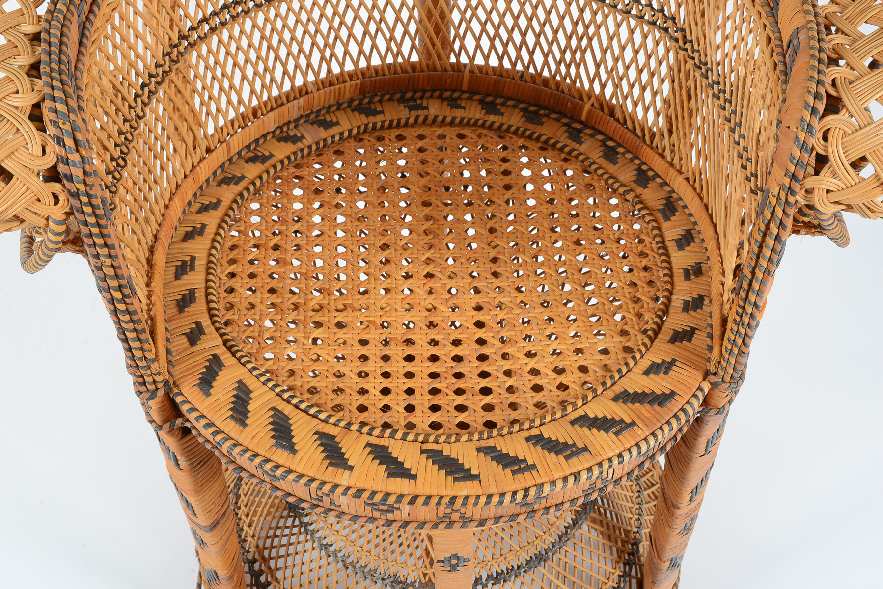 Vintage 1970s Wicker Peacock Chair