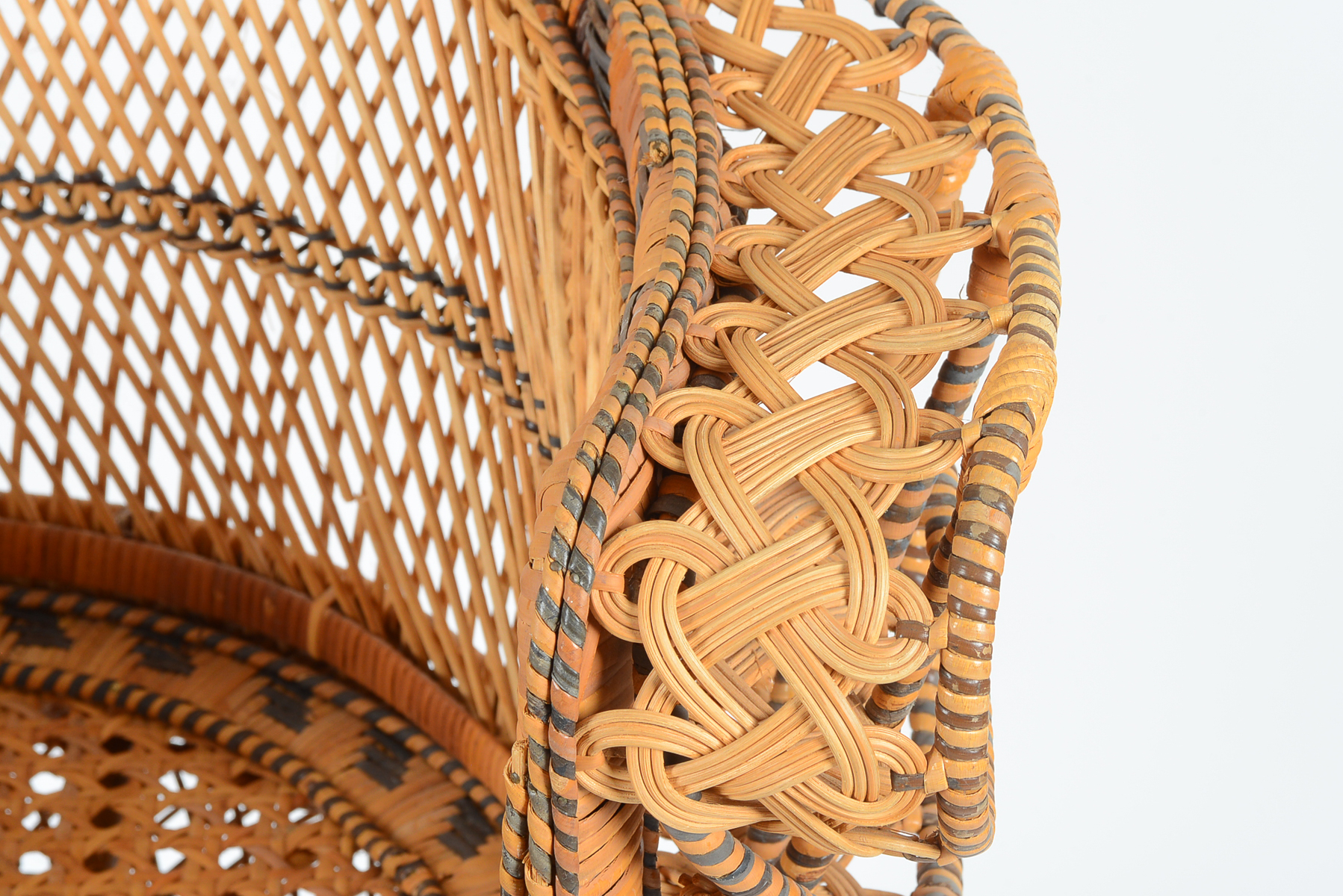 Vintage 1970s Wicker Peacock Chair