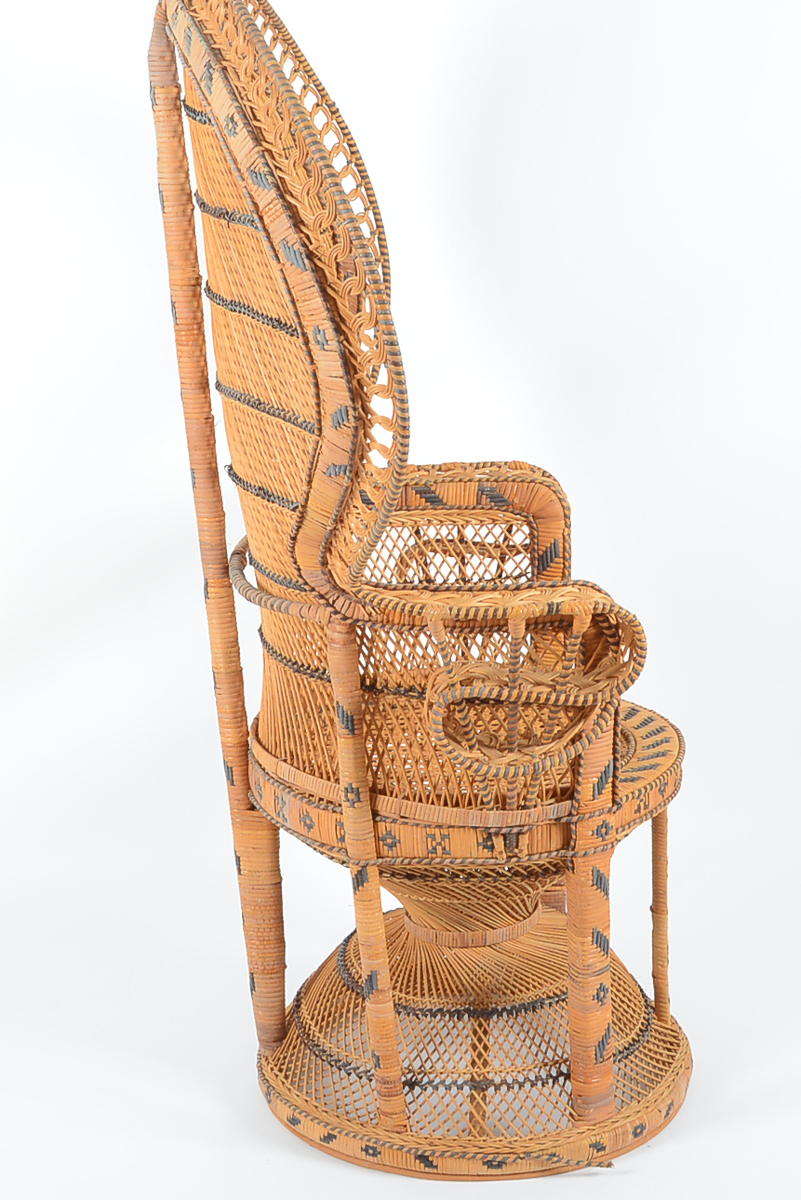 Vintage 1970s Wicker Peacock Chair