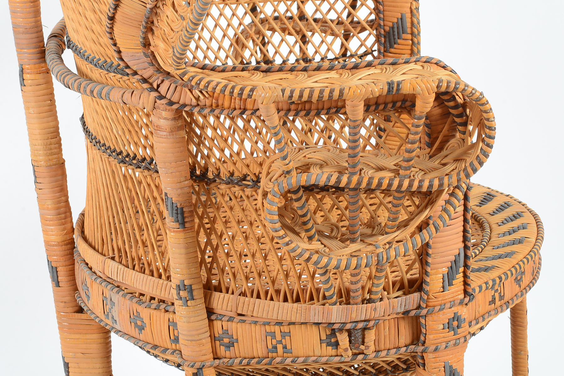 Vintage 1970s Wicker Peacock Chair