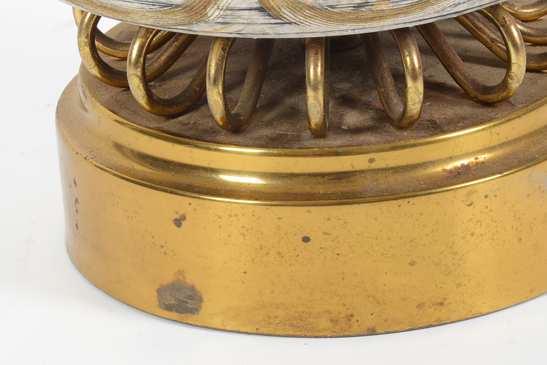 Vintage White and Gold Painted Lamp with Brass Base