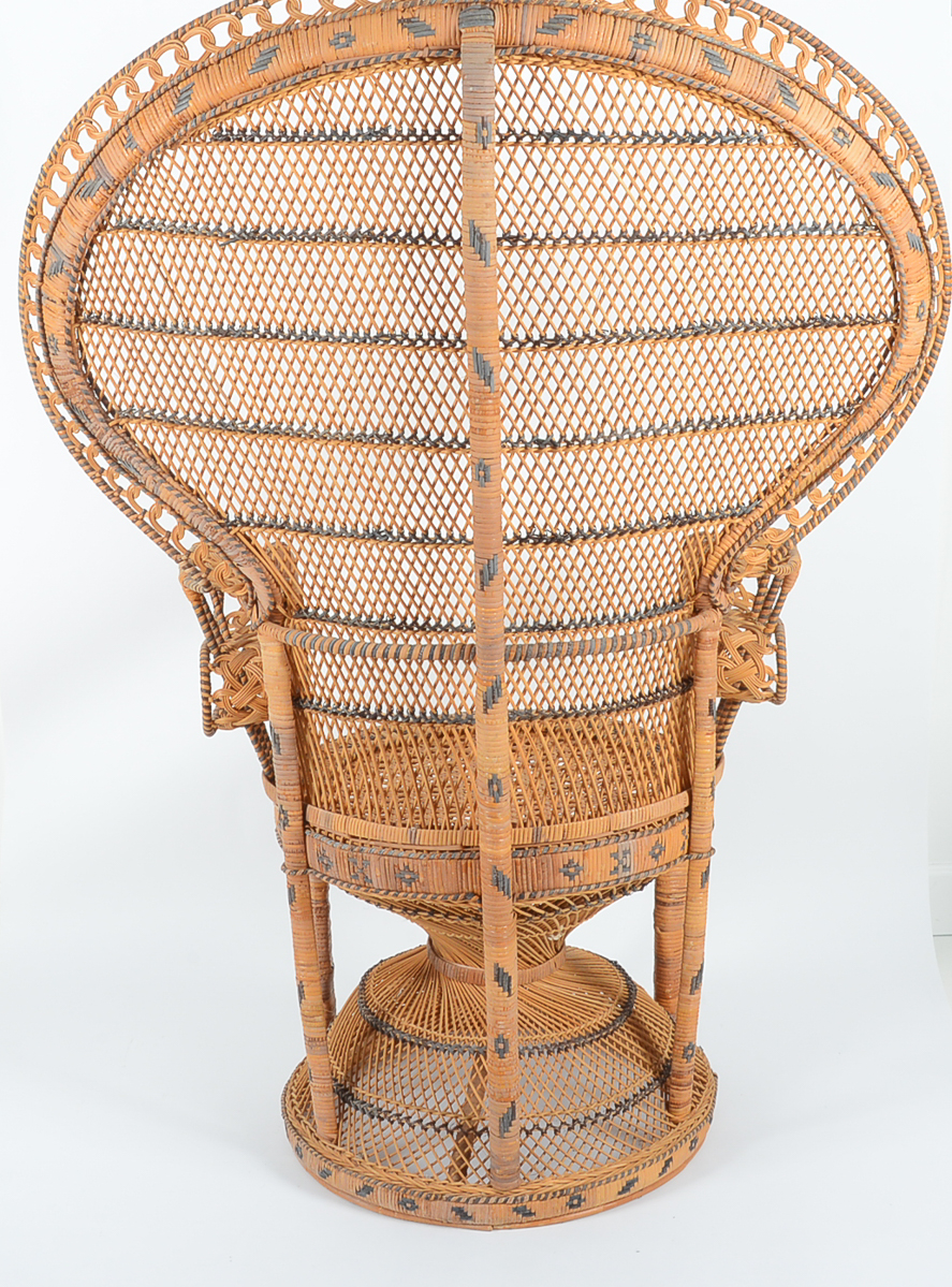 Vintage 1970s Wicker Peacock Chair