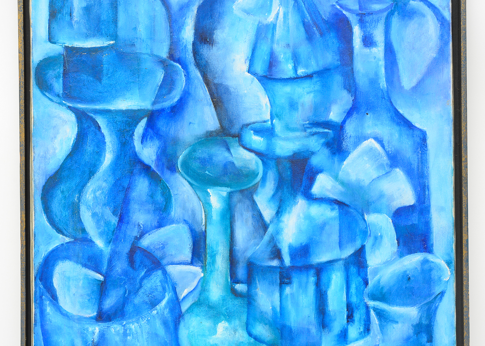 Original Signed Abstract Monochromatic Painting on Canvas