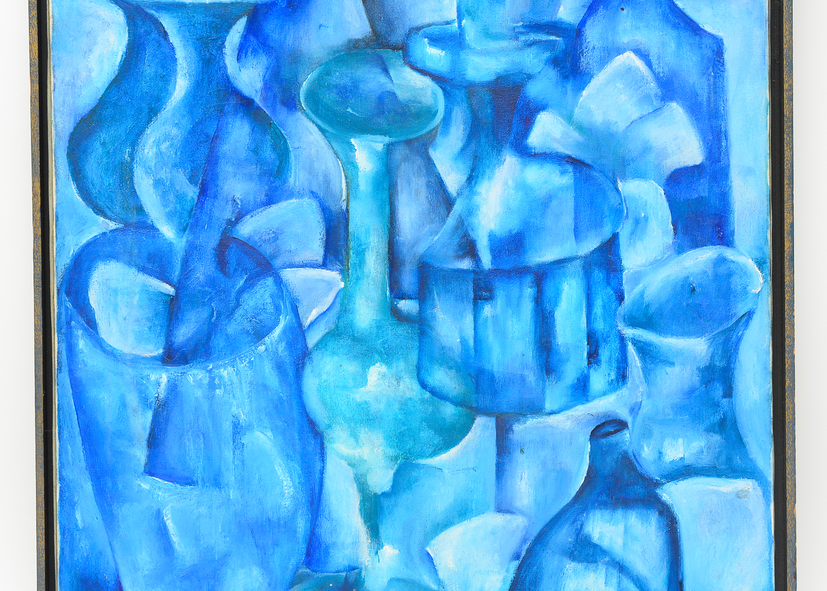 Original Signed Abstract Monochromatic Painting on Canvas