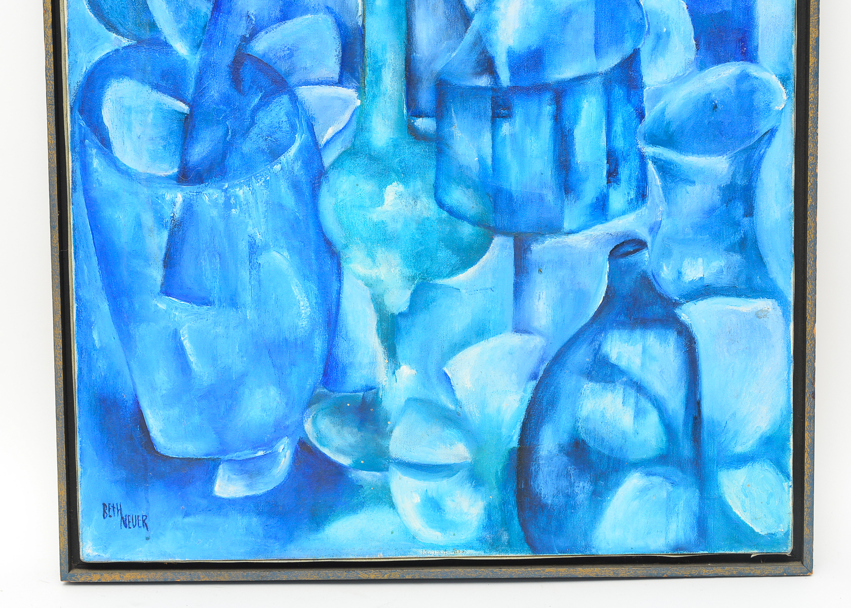 Original Signed Abstract Monochromatic Painting on Canvas