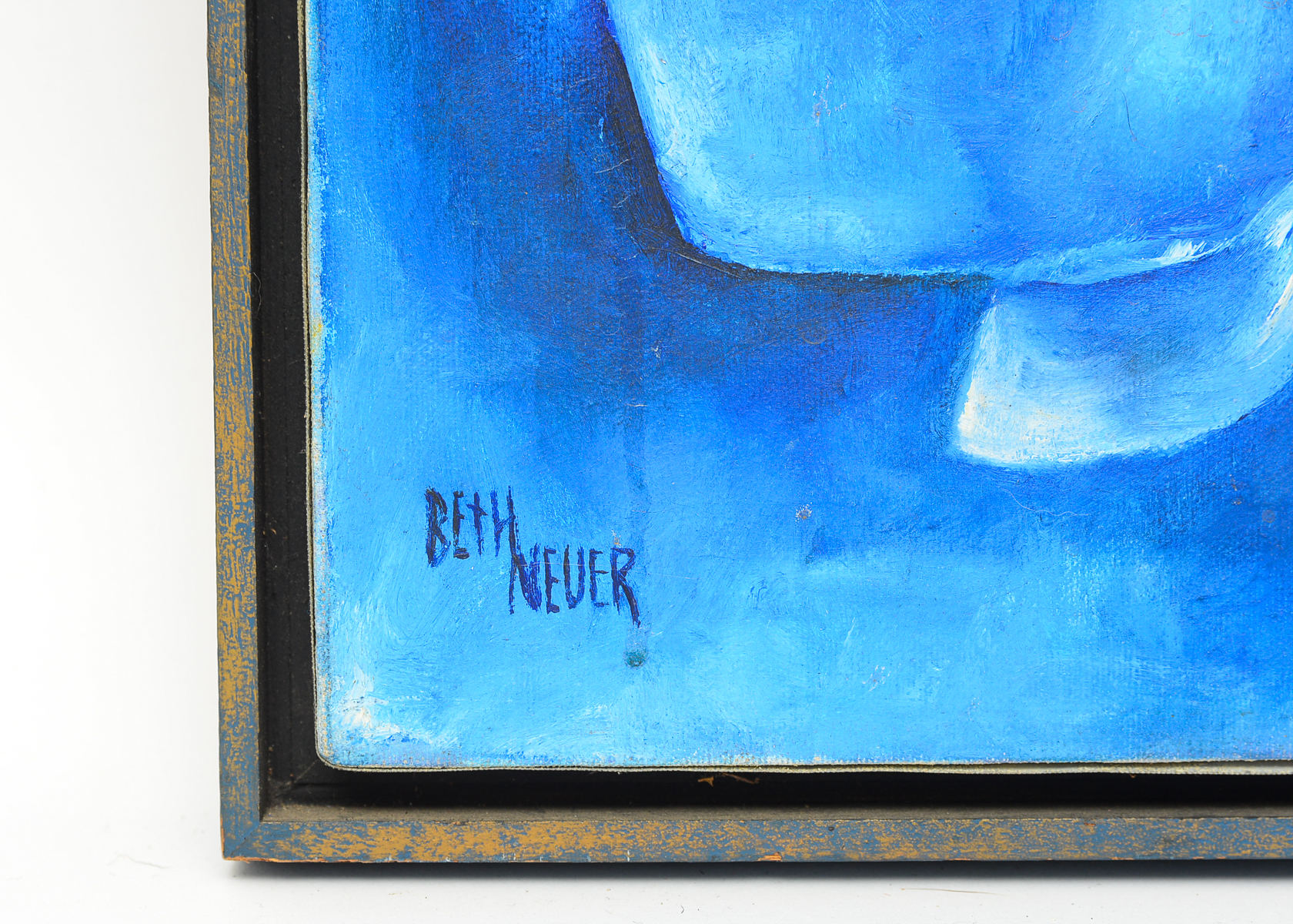 Original Signed Abstract Monochromatic Painting on Canvas