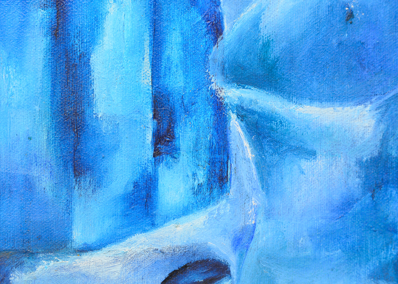 Original Signed Abstract Monochromatic Painting on Canvas