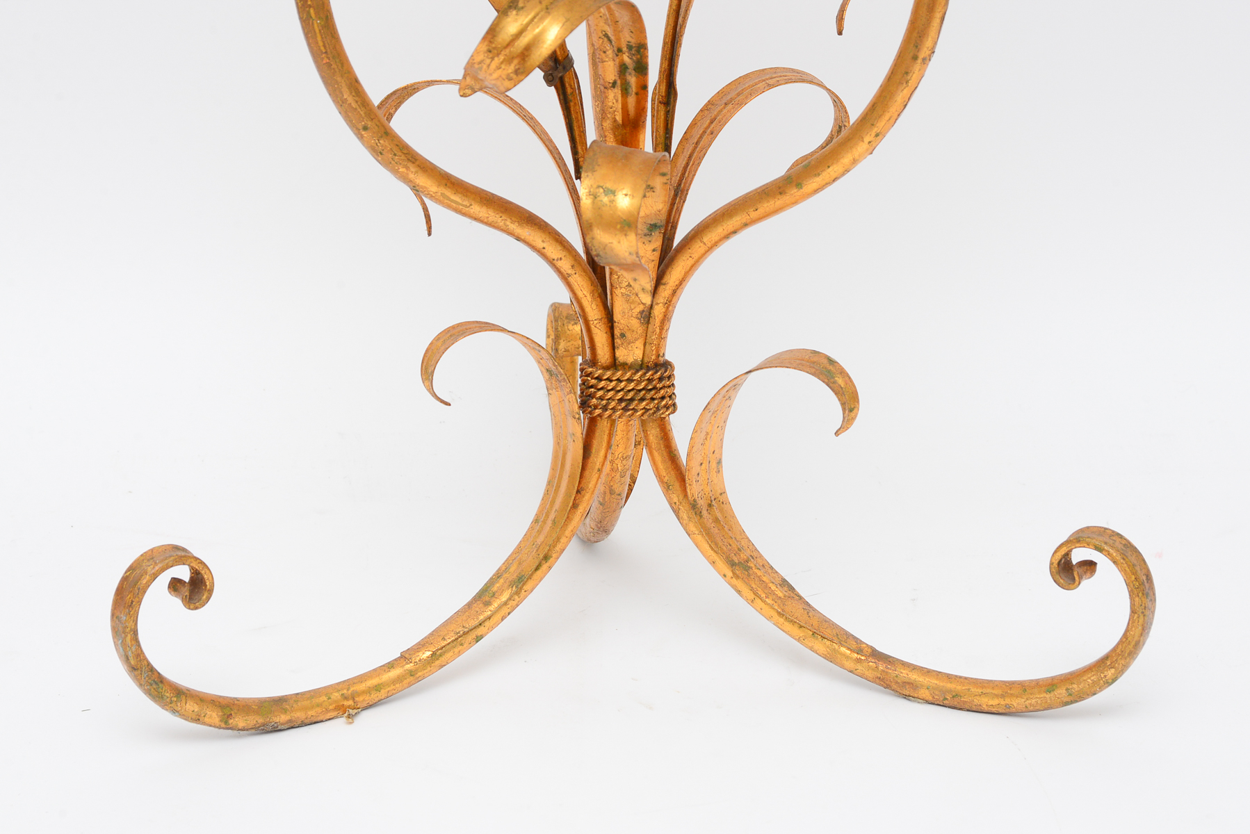 Mid-Century Modern White and Gold Glass Top Lilly Table