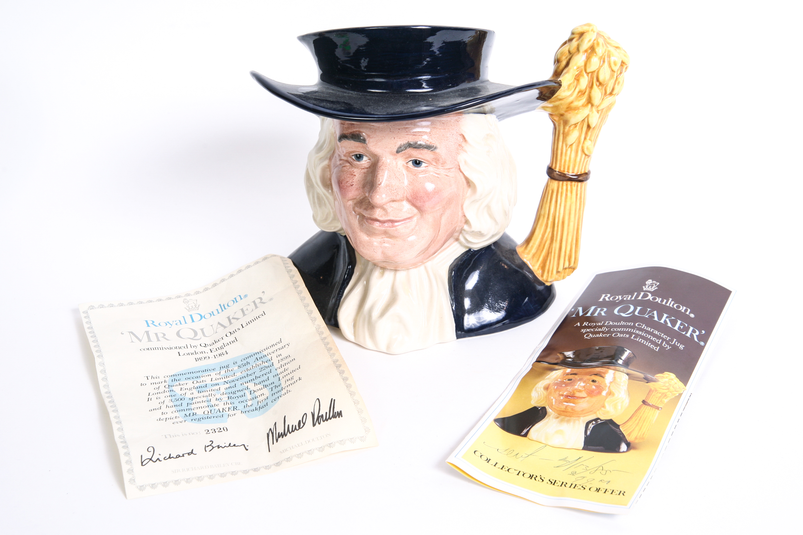 Limited Edition Royal Doulton "Mr. Quaker" D.6738 Toby Jug, COA
