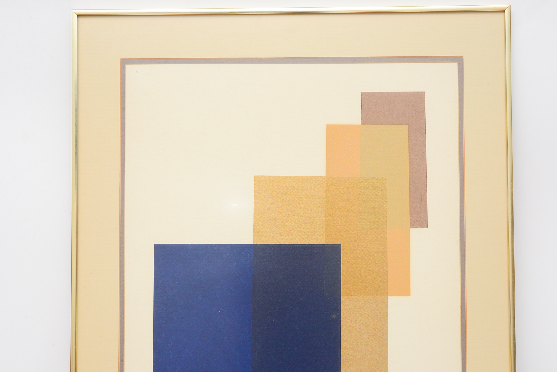 Mid Century Modern Geometric Signed Woodblock Print