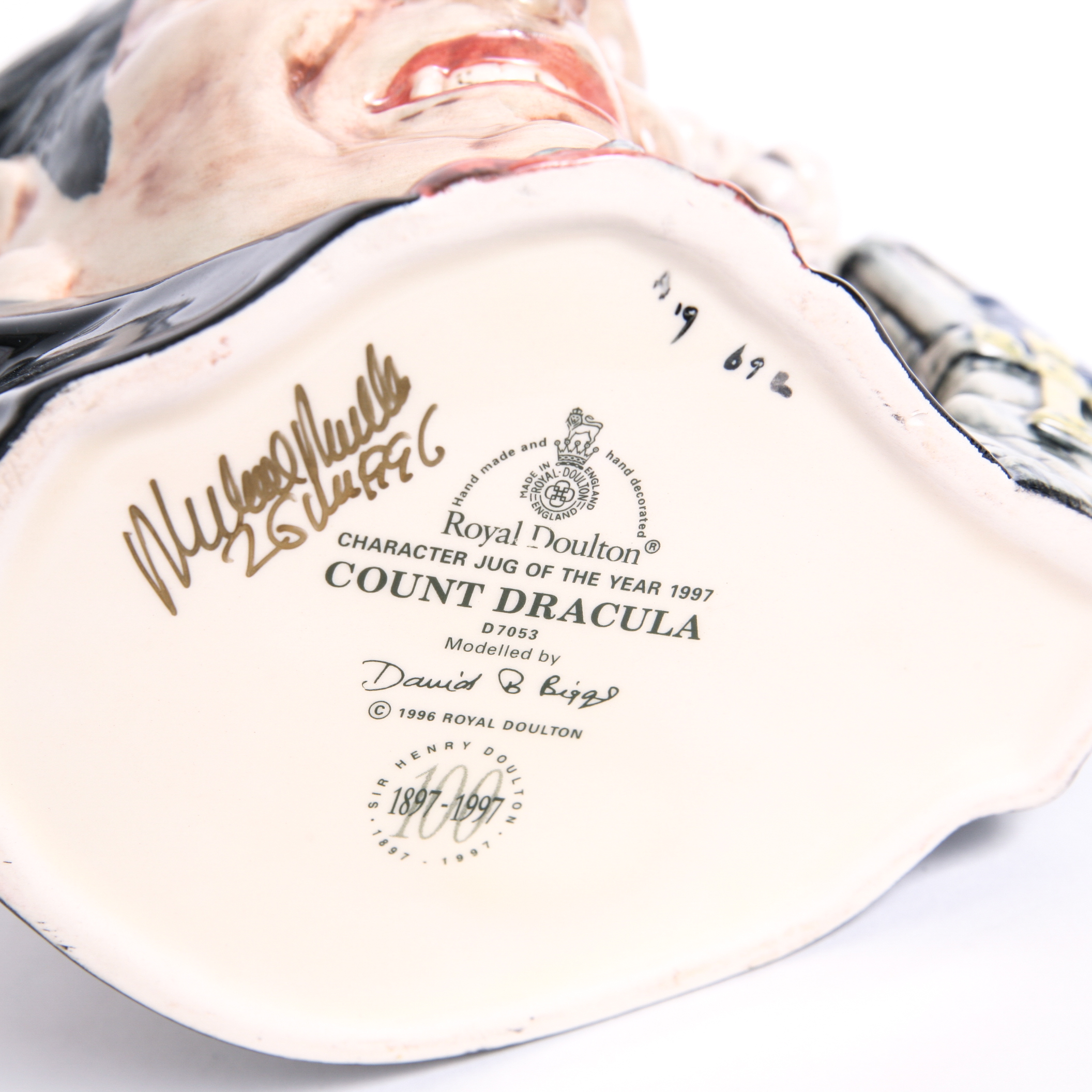 Signed Royal Doulton "Count Dracula" D.7053 Toby Jug, COA