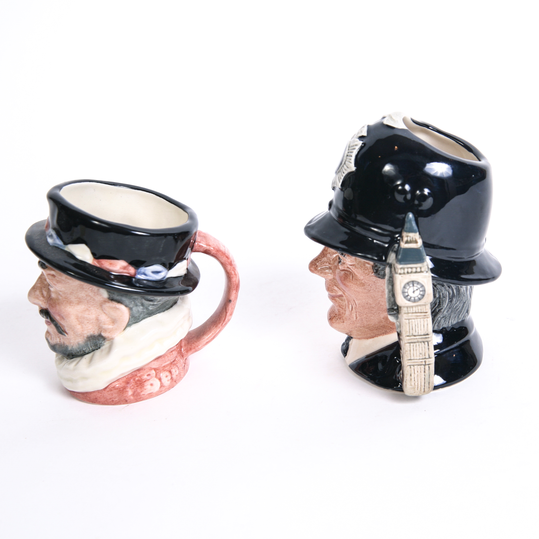 Royal Doulton "Beefeater" D.6233 and "The London 'Bobby'" D.6762 Toby Mugs