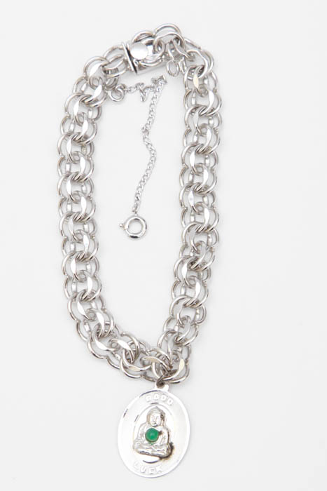 Sterling Silver Spiral Bracelet with Buddai Pendant