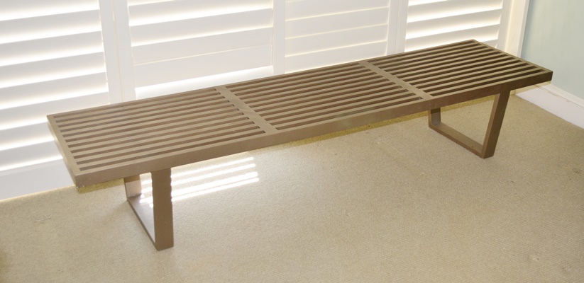 Mid Century Modern Painted Platform Style Slat Bench