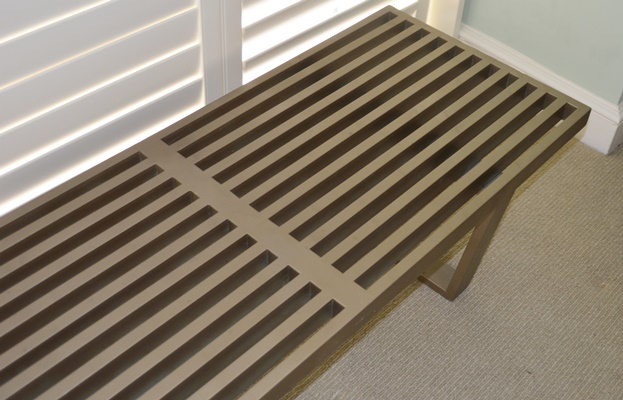 Mid Century Modern Painted Platform Style Slat Bench