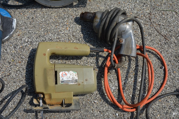Craftsman 7 1/4" Circular Saw, Clarke 5" Angle Grinder, Black & Decker Jig Saw and Skil Drill