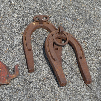 Vintage Pulleys, Pic and Horseshoes